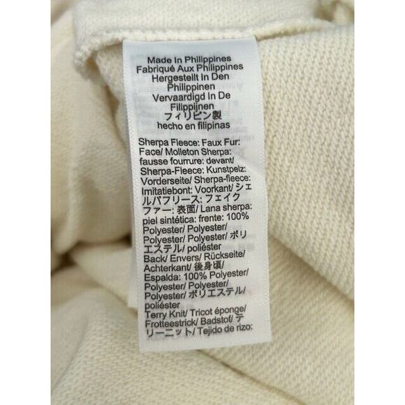 J. Crew Teddy Sweatshirt Button Front Faux Fur Sherpa Fleece BK302 White Size S - Picture 5 of 10